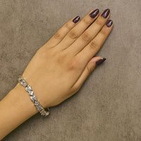 14K White Gold 8 5/8ct Cttw Princess and Baguette Diamond Geometric Twist Link Bracelet (G-H Color, VS1-VS2 Clarity) - 7
