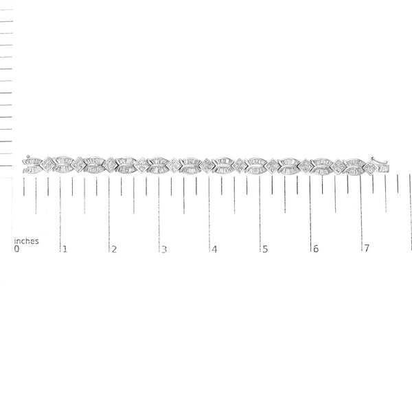 14K White Gold 8 5/8ct Cttw Princess and Baguette Diamond Geometric Twist Link Bracelet (G-H Color, VS1-VS2 Clarity) - 7