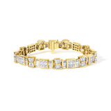 14K Yellow Gold 9 7/8 Cttw Princess and Baguette Diamond Bow and Box Link Tennis Bracelet (G-H Color, VS1-VS2 Clarity) - 7