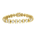 14K yellow gold bracelet with princess and baguette diamond links