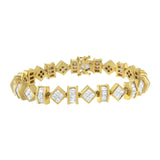 14K yellow gold bracelet with princess and baguette diamond links thumbnail 1