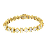 14K Yellow Gold Princess and Baguette Diamond Modern Link Bracelet(7.50 cttw,G-H Color,VS1-VS2 Clarity)-1 thumbnail 2
