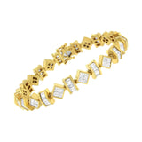 14K Yellow Gold Princess and Baguette Diamond Modern Link Bracelet(7.50 cttw,G-H Color,VS1-VS2 Clarity)-2 thumbnail 3