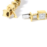 14K Yellow Gold 6 3/4 Cttw Princess and Baguette-Cut Diamond Tennis Bracelet (H-I Color, VS2-SI1 Clarity) - Size 7-1 thumbnail 2