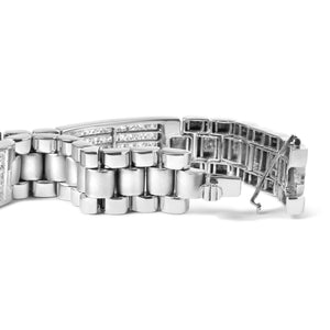 14K White Gold 12.0 Cttw Men's Invisible Set Princess Diamond Tennis Bracelet (G-H Color, VS1-VS2 Clarity) - Size 8.5