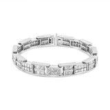 14K White Gold 10 5/8 Cttw Diamond Panel Link Bracelet  - 7