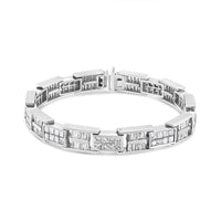 14K White Gold 10 5/8 Cttw Diamond Panel Link Bracelet  - 7