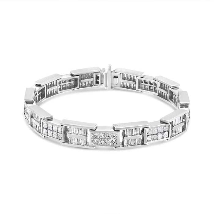 14K White Gold 10 5/8 Cttw Diamond Panel Link Bracelet  - 7