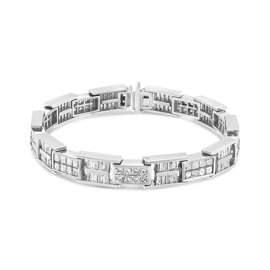14K White Gold 10 5/8 Cttw Diamond Panel Link Bracelet  - 7