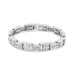 14K White Gold 10 5/8 Cttw Diamond Panel Link Bracelet  - 7
