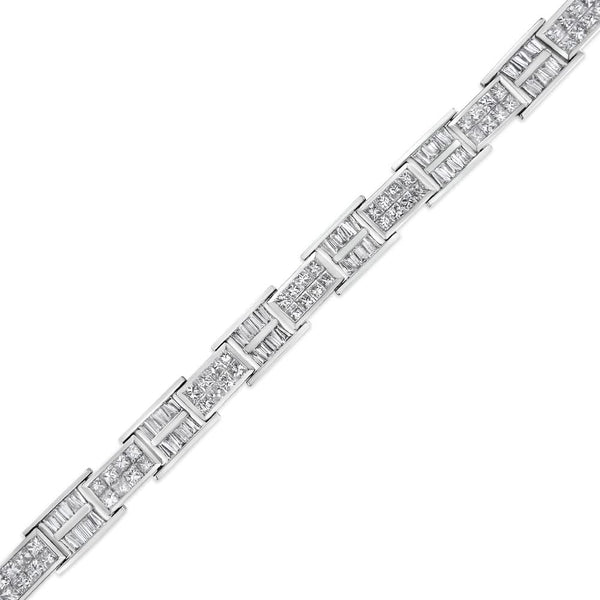 14K White Gold 10 5/8 Cttw Diamond Panel Link Bracelet  - 7