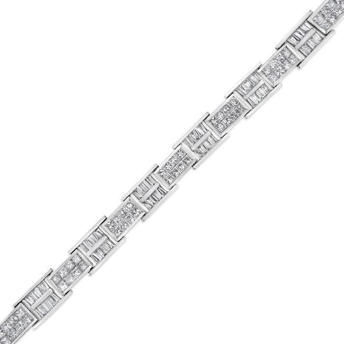 14K White Gold 10 5/8 Cttw Diamond Panel Link Bracelet  - 7