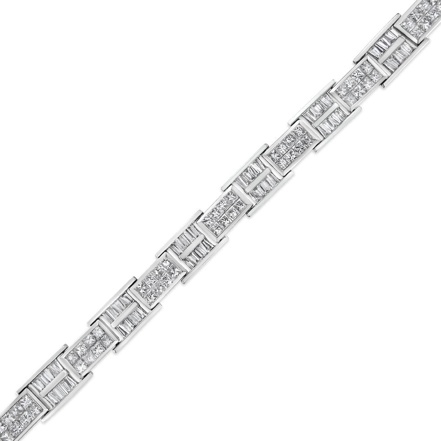 14K White Gold 10 5/8 Cttw Diamond Panel Link Bracelet  - 7
