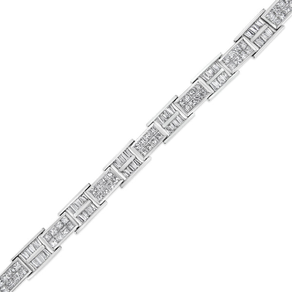 14K White Gold 10 5/8 Cttw Diamond Panel Link Bracelet  - 7