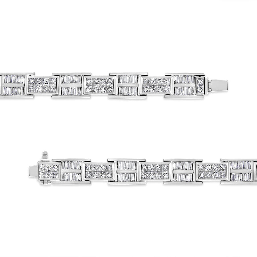 14K White Gold 10 5/8 Cttw Diamond Panel Link Bracelet  - 7