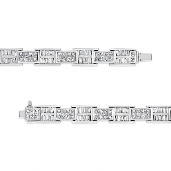 14K White Gold 10 5/8 Cttw Diamond Panel Link Bracelet  - 7