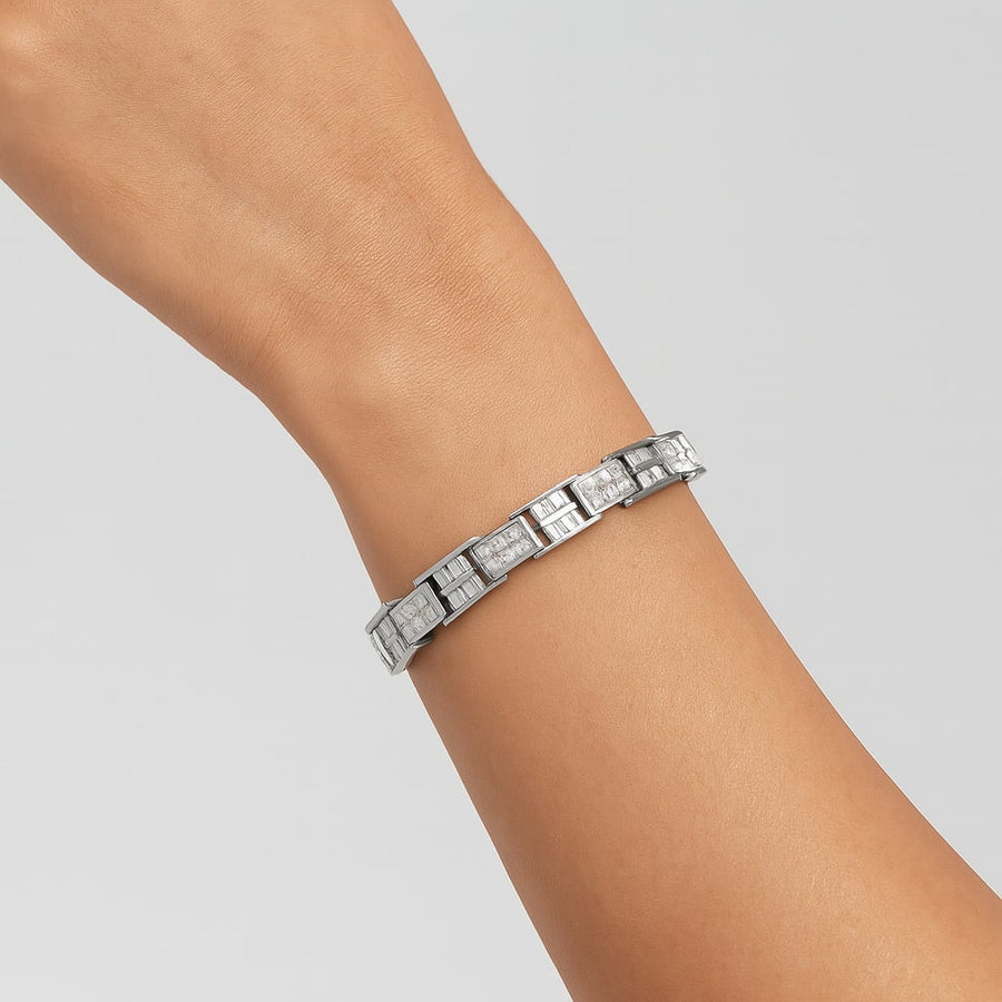14K White Gold 10 5/8 Cttw Diamond Panel Link Bracelet  - 7