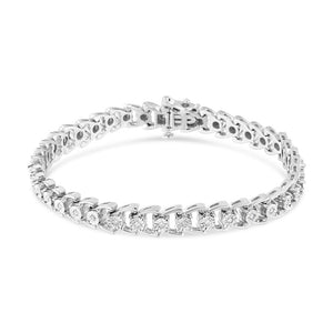 .925 Sterling Silver 1/4 Cttw Miracle Set Round Diamond Composite Open Linked Composite Line Bracelet (I-J Color, I3-Promo Clarity) - 7.5