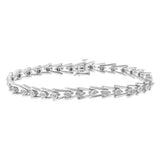 925 sterling silver bracelet with miracle-set round diamond stones in open V design thumbnail 1