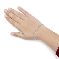 925 Sterling Silver 1/5 Cttw Diamond Double Heart Link Bracelet (I-J Color, I3 Clarity) - 7.25
