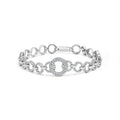 925 sterling silver bracelet with round diamond interlinking open circle links