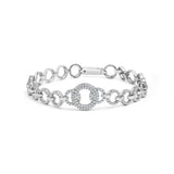 925 sterling silver bracelet with round diamond interlinking open circle links thumbnail 1
