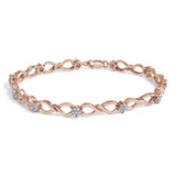 10K rose gold plated silver tennis bracelet with infinity link diamond stones thumbnail 1