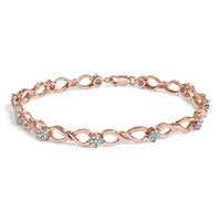 10K Rose Gold 1/2 cttw Diamond Cluster and Infinity Weave Link Bracelet (H-I Color, I2-I3 Clarity) - Size 7