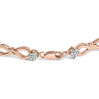 10K Rose Gold 1/2 cttw Diamond Cluster and Infinity Weave Link Bracelet (H-I Color, I2-I3 Clarity) - Size 7