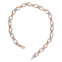 10K Rose Gold 1/2 cttw Diamond Cluster and Infinity Weave Link Bracelet (H-I Color, I2-I3 Clarity) - Size 7