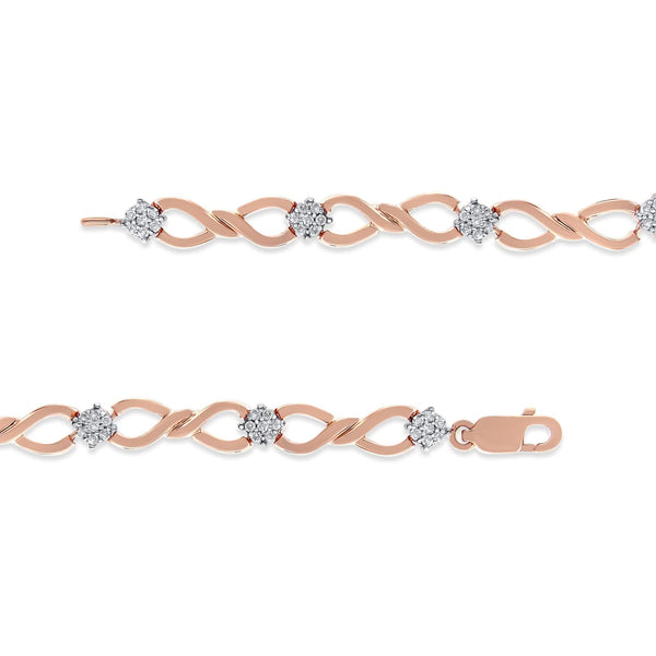 10K Rose Gold Plated .925 Sterling Silver 1/2 Cttw Diamond Infinity Link Tennis Bracelet (H-I Color, I2-I3 Clarity) -7”