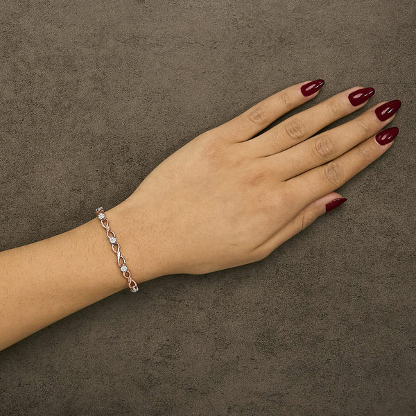 10K Rose Gold Plated .925 Sterling Silver 1/2 Cttw Diamond Infinity Link Tennis Bracelet (H-I Color, I2-I3 Clarity) -7”