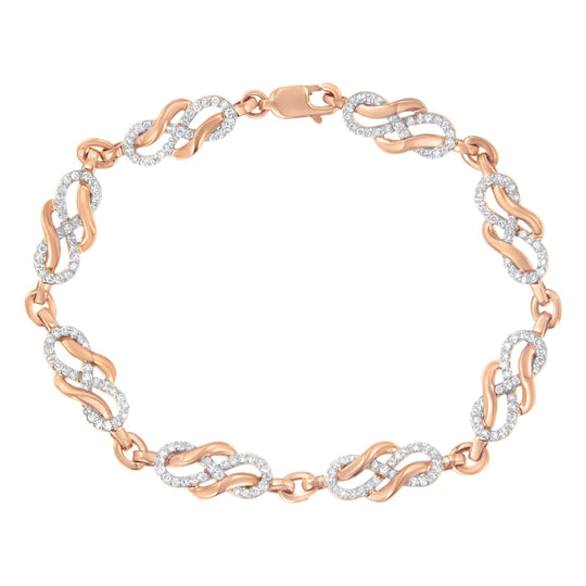10K Rose Gold 1.0 Cttw Diamond Infinity Loop and Swirl Link Bracelet (I-J Color, I2-I3 Clarity) - 7.25" Inches-0