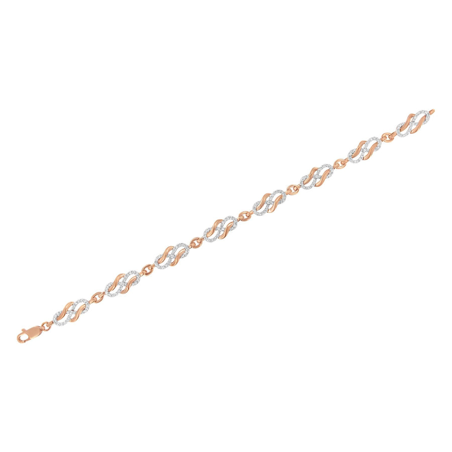 10K Rose Gold 1.0 Cttw Diamond Infinity Loop and Swirl Link Bracelet (I-J Color, I2-I3 Clarity) - 7.25