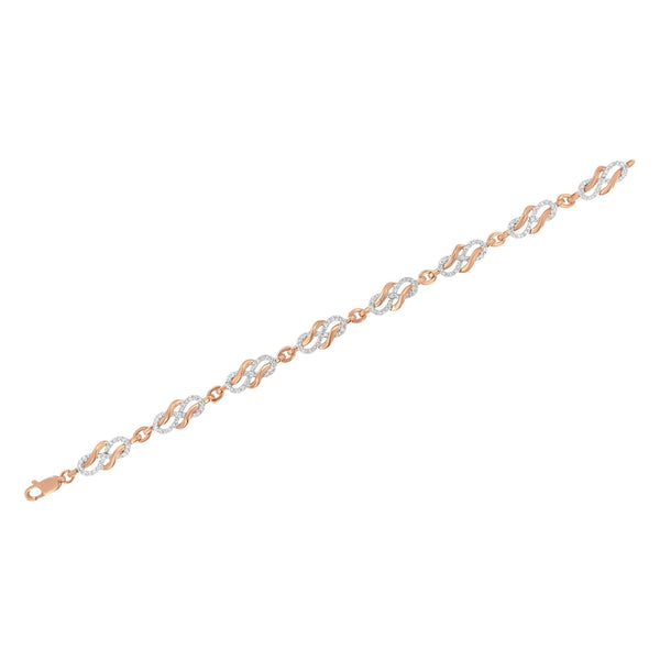 10K Rose Gold 1.0 Cttw Diamond Infinity Loop and Swirl Link Bracelet (I-J Color, I2-I3 Clarity) - 7.25