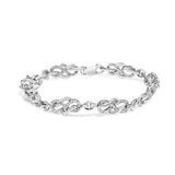925 sterling silver infinity loop and swirl link bracelet with diamond stones thumbnail 1