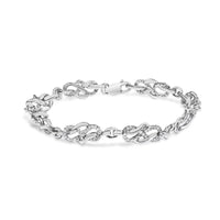 .925 Sterling Silver 1.0 Cttw Diamond Infinity Loop and Swirl Link Bracelet (I-J Color, I2-I3 Clarity) - 7.25