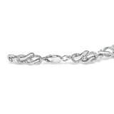 .925 Sterling Silver 1.0 Cttw Diamond Infinity Loop and Swirl Link Bracelet (I-J Color, I2-I3 Clarity) - 7.25