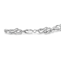 .925 Sterling Silver 1.0 Cttw Diamond Infinity Loop and Swirl Link Bracelet (I-J Color, I2-I3 Clarity) - 7.25