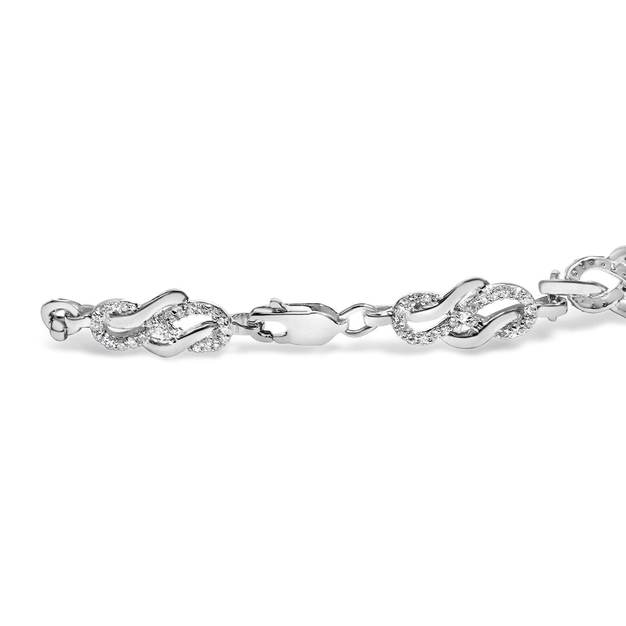 .925 Sterling Silver 1.0 Cttw Diamond Infinity Loop and Swirl Link Bracelet (I-J Color, I2-I3 Clarity) - 7.25
