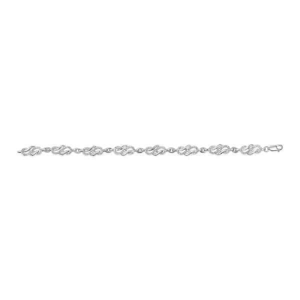 .925 Sterling Silver 1.0 Cttw Diamond Infinity Loop and Swirl Link Bracelet (I-J Color, I2-I3 Clarity) - 7.25