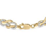 14K Yellow Gold Plated .925 Sterling Silver 1.0 Cttw Diamond Infinity Loop and Swirl Link Bracelet-1 thumbnail 2