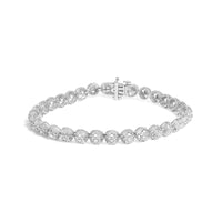 .925 Sterling Silver 1.0 Cttw Diamond Miracle-Plate Open Quatrefoil Flower Circle-Link 7