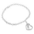925 sterling silver bracelet with heart diamond charms and ribbon accents
