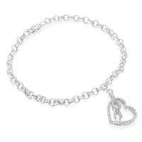 .925 Sterling Silver 1/4 Cttw Diamond-Accented Heart and Ribbon Charm 7