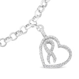.925 Sterling Silver 1/4 Cttw Diamond-Accented Heart and Ribbon Charm 7