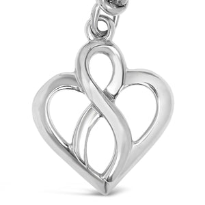 .925 Sterling Silver Open Heart with Center Vertical Infinity Chain Charm Bracelet - Size 7