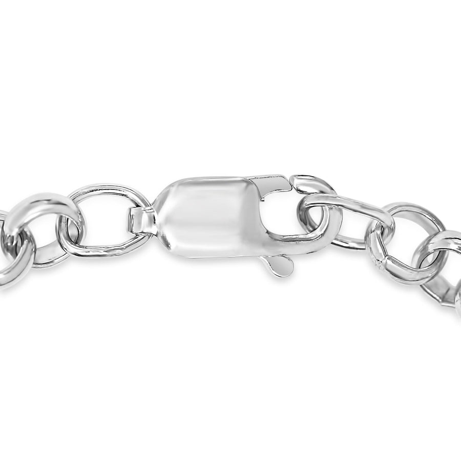 .925 Sterling Silver Open Heart with Center Vertical Infinity Chain Charm Bracelet - Size 7