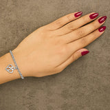 .925 Sterling Silver Open Heart with Center Vertical Infinity Chain Charm Bracelet - Size 7