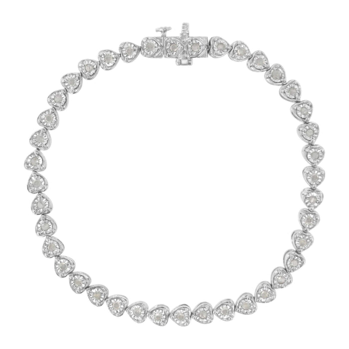 .925 Sterling Silver 1.0 Cttw Miracle Set Diamond Heart-Link 7